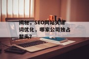 揭秘,SEO网站关键词优化,哪家公司独占鳌头? 揭秘,SEO网站关键词优化,哪家公司独占鳌头?
