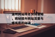 温州网站排名快排策略,揭秘提升网站流量与曝光度的秘诀 温州网站排名快排策略,揭秘提升网站流量与曝光度的秘诀