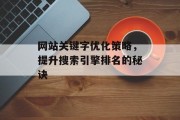 网站关键字优化策略，提升搜索引擎排名的秘诀