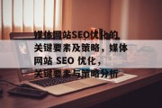 媒体网站SEO优化的关键要素及策略,媒体网站 SEO 优化,关键要素与策略分析 媒体网站SEO优化的关键要素及策略,媒体网站 SEO 优化,关键要素与策略分析