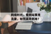网络时代,看网站要用流量,如何高效利用? 网络时代,看网站要用流量,如何高效利用?