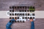 低成本策略来获取大量流量——如何有效地利用免费的网络流量,低成本渠道,获得大量流量的有效方法 低成本策略来获取大量流量——如何有效地利用免费的网络流量,低成本渠道,获得大量流量的有效方法
