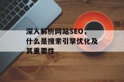 深入解析网站SEO,什么是搜索引擎优化及其重要性 深入解析网站SEO,什么是搜索引擎优化及其重要性