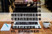 SEO(搜索引擎优化)对网站的影响是深远的。它是一种网络策略,旨在通过提高网站在搜索引擎中的排名来吸引更多的流量和潜在客户。,SEO,提升网站排名的关键策略,SEO,提升网站排名的关键策略 SEO(搜索引擎优化)对网站的影响是深远的。它是一种网络策略,旨在通过提高网站在搜索引擎中的排名来吸引更多的流量和潜在客户。,SEO,提升网站排名的关键策略,SEO,提升网站排名的关键策略