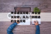 神采通关攻略,神采通关秘籍,从入门到精通的全面攻略 神采通关攻略,神采通关秘籍,从入门到精通的全面攻略
