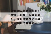 沈阳网站优化哪家好？专业、可靠、服务周到！，沈阳网站优化排名靠前的几个企业？