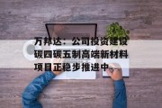 万邦达:公司投资建设碳四碳五制高端新材料项目正稳步推进中 万邦达:公司投资建设碳四碳五制高端新材料项目正稳步推进中