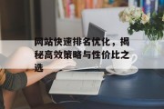 网站快速排名优化,揭秘高效策略与性价比之选 网站快速排名优化,揭秘高效策略与性价比之选