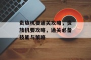 贵族机要通关攻略,贵族机要攻略,通关必备技能与策略 贵族机要通关攻略,贵族机要攻略,通关必备技能与策略