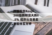 韩国股市Kospi 200指数期货大跌6.8% 程序化交易卖单暂停五分钟 韩国股市Kospi 200指数期货大跌6.8% 程序化交易卖单暂停五分钟