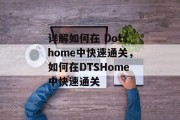 详解如何在 Dotshome中快速通关,如何在DTSHome中快速通关 详解如何在 Dotshome中快速通关,如何在DTSHome中快速通关