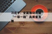 习近平:全面推动共建“一带一路”高质量发展 习近平:全面推动共建“一带一路”高质量发展