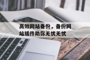 高效网站备份，备份网站插件助你无忧无忧