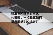 精准SEO搜索引擎优化策略,一招教你如何提升网站SEO排名? 精准SEO搜索引擎优化策略,一招教你如何提升网站SEO排名?