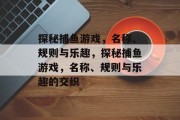 探秘捕鱼游戏，名称、规则与乐趣，探秘捕鱼游戏，名称、规则与乐趣的交织