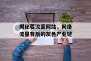 揭秘耍流量网站,网络流量背后的灰色产业链 揭秘耍流量网站,网络流量背后的灰色产业链
