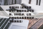 增强SEO(搜索引擎优化)策略的实战与实践,SEO实战,让你的网站在众多竞争对手中脱颖而出! 增强SEO(搜索引擎优化)策略的实战与实践,SEO实战,让你的网站在众多竞争对手中脱颖而出!