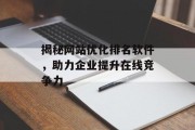 揭秘网站优化排名软件，助力企业提升在线竞争力