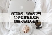 高效通关,新通关攻略,10步教你轻松过关,新通关攻略大公开! 高效通关,新通关攻略,10步教你轻松过关,新通关攻略大公开!