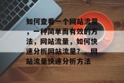 如何查看一个网站流量,一种简单而有效的方法,网站流量,如何快速分析网站流量?,网站流量快速分析方法 如何查看一个网站流量,一种简单而有效的方法,网站流量,如何快速分析网站流量?,网站流量快速分析方法