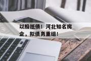 以股抵债!河北知名房企,拟债务重组! 以股抵债!河北知名房企,拟债务重组!