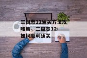 三国志12通关方法攻略篇,三国志12: 如何顺利通关