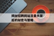 揭秘招聘网站流量大背后的秘密与策略 揭秘招聘网站流量大背后的秘密与策略