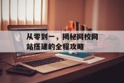 从零到一,揭秘网校网站搭建的全程攻略 从零到一,揭秘网校网站搭建的全程攻略