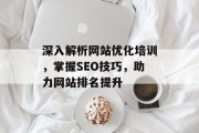 深入解析网站优化培训,掌握SEO技巧,助力网站排名提升 深入解析网站优化培训,掌握SEO技巧,助力网站排名提升
