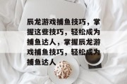 辰龙游戏捕鱼技巧，掌握这些技巧，轻松成为捕鱼达人，掌握辰龙游戏捕鱼技巧，轻松成为捕鱼达人