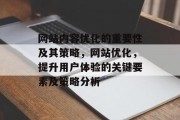 网站内容优化的重要性及其策略,网站优化,提升用户体验的关键要素及策略分析 网站内容优化的重要性及其策略,网站优化,提升用户体验的关键要素及策略分析
