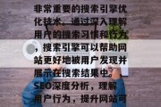 SEO分析网站是一种非常重要的搜索引擎优化技术。通过深入理解用户的搜索习惯和行为,搜索引擎可以帮助网站更好地被用户发现并展示在搜索结果中。,SEO深度分析,理解用户行为,提升网站可见性 SEO分析网站是一种非常重要的搜索引擎优化技术。通过深入理解用户的搜索习惯和行为,搜索引擎可以帮助网站更好地被用户发现并展示在搜索结果中。,SEO深度分析,理解用户行为,提升网站可见性