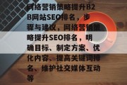 网络营销策略提升B2B网站SEO排名,步骤与建议,网络营销策略提升SEO排名,明确目标、制定方案、优化内容、提高关键词排名、维护社交媒体互动等 网络营销策略提升B2B网站SEO排名,步骤与建议,网络营销策略提升SEO排名,明确目标、制定方案、优化内容、提高关键词排名、维护社交媒体互动等