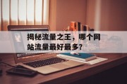 揭秘流量之王,哪个网站流量最好最多? 揭秘流量之王,哪个网站流量最好最多?