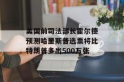 美国前司法部长霍尔德预测哈里斯普选票将比特朗普多出500万张 美国前司法部长霍尔德预测哈里斯普选票将比特朗普多出500万张
