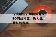 深度解析,如何提升SEO网站排名,助力企业在线发展 深度解析,如何提升SEO网站排名,助力企业在线发展