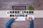 京基智农:1月生猪销售收入2.68亿元 京基智农:1月生猪销售收入2.68亿元