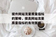 提升网站流量质量指标的策略,提高网站流量质量指标的有效策略 提升网站流量质量指标的策略,提高网站流量质量指标的有效策略