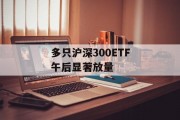 多只沪深300ETF午后显著放量 多只沪深300ETF午后显著放量