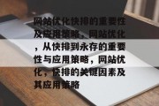 网站优化快排的重要性及应用策略,网站优化,从快排到永存的重要性与应用策略,网站优化,快排的关键因素及其应用策略 网站优化快排的重要性及应用策略,网站优化,从快排到永存的重要性与应用策略,网站优化,快排的关键因素及其应用策略