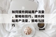 如何提升网站用户流量，策略和技巧，提升网站用户流量，策略与技巧