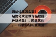 网站优化怎么弄？，网站优化大法教你轻松提升访问量！，网站优化，一招教你轻松变流量