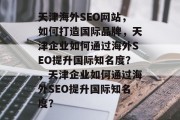 天津海外SEO网站，如何打造国际品牌，天津企业如何通过海外SEO提升国际知名度？，天津企业如何通过海外SEO提升国际知名度？