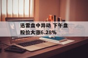 迅雷盘中异动 下午盘股价大涨6.28%