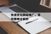 快速优化网站推广,高效策略全解析 快速优化网站推广,高效策略全解析