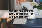 天津自制网站搭建价格解析，性价比之选，助力企业互联网转型