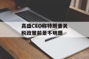 高盛CEO称特朗普关税政策前景不明朗 高盛CEO称特朗普关税政策前景不明朗