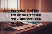 锦龙股份:广发证券股份有限公司关于公司重大资产出售之独立财务顾问报告