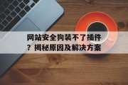 网站安全狗装不了插件?揭秘原因及解决方案 网站安全狗装不了插件?揭秘原因及解决方案