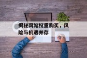 揭秘网站权重购买，风险与机遇并存
